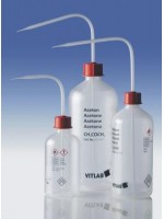 Промывалка узкогорлая, GL 25, ацетонитрил, 500 мл, безопасная, пластиковая PE-LD, VENT-CAP с винтовой крышкой PP (1332969) (Vitlab)