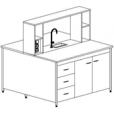 Стол островной химический на опорных тумбах 3000 СОХк-2ТЯ-4ТД (керамика KS-12)