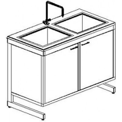 Стол-мойка двойная разборно-металлическая 1200 СМДдб-У (Durcon с борт., гл 280 мм.)