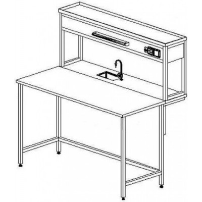 Стол пристенный химический без ящиков и розеток 1500 СПХдб-М б/я.р. (Durcon с борт.)