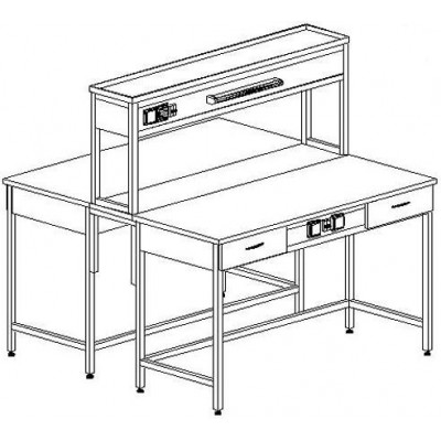 Стол островной физический на основе столов с ящиками и розетками 1200 СОФдб-М (Durcon с борт.)