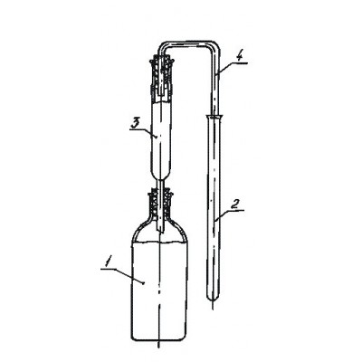 Прибор для отгонки и поглощения мышьяка в питьевой воде, на резиновых пробках (1461)